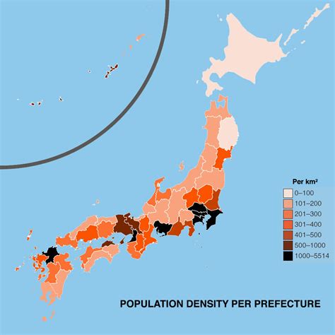 Population distribution in Japan in 1940