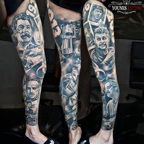 Portrait Leg Sleeve Tattoos