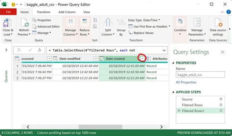 Power Pivot Power Query Editor