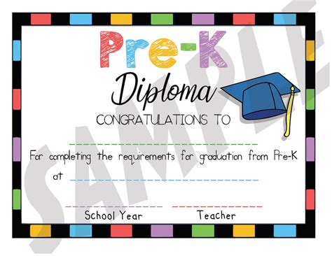 Pre K Graduation Diploma Printing