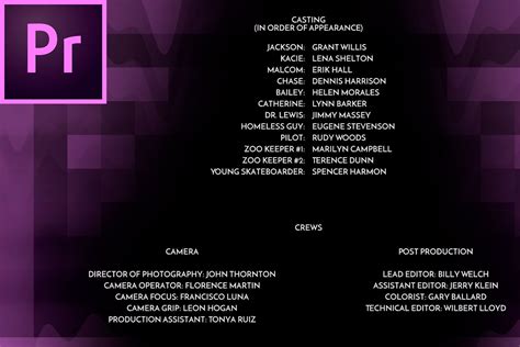 Premiere Pro End Credits Template Image