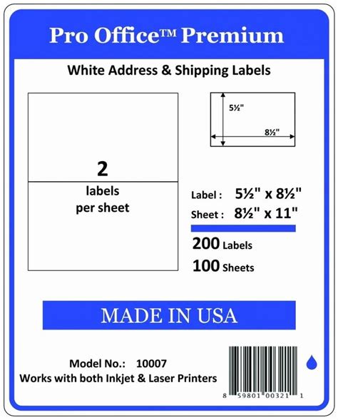 Uline Premium Laser Labels Template