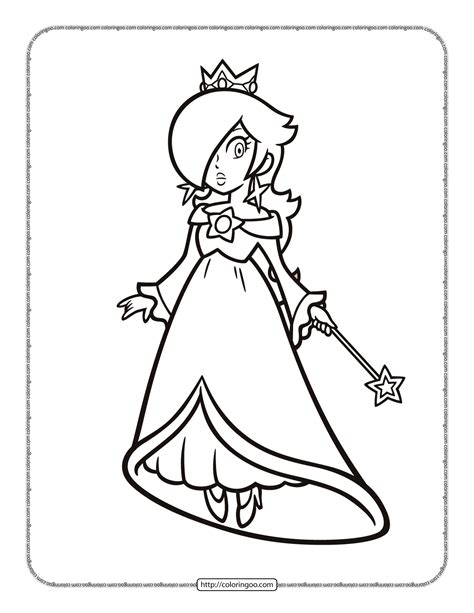 Princess Rosalina coloring page with the Lumas