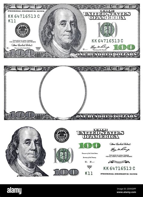 A template for a printable $100 bill