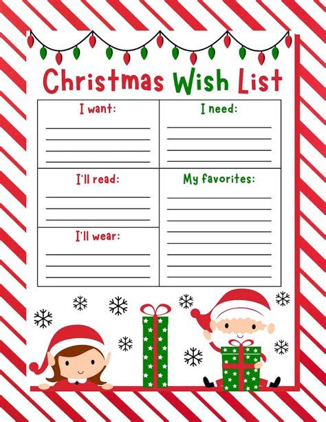 Printable Christmas List Templates