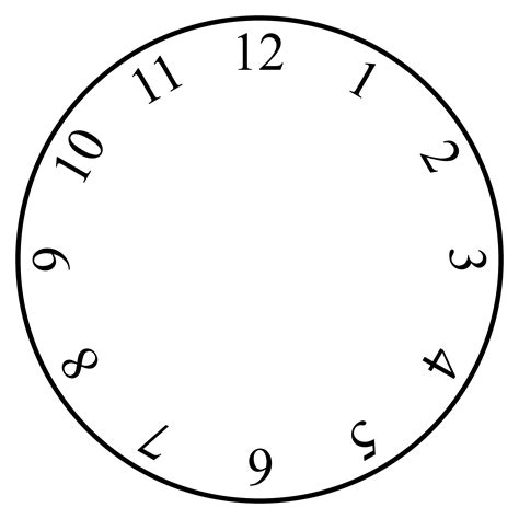 Printable Clock Face Template With Numbers