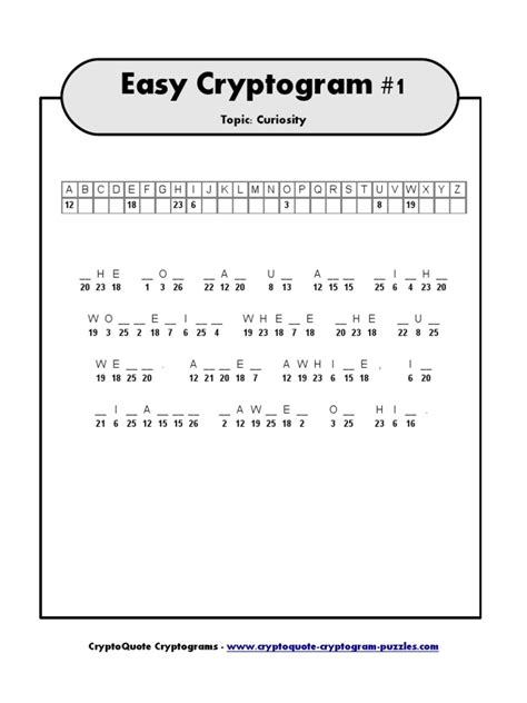 Printable Cryptograms Example Image