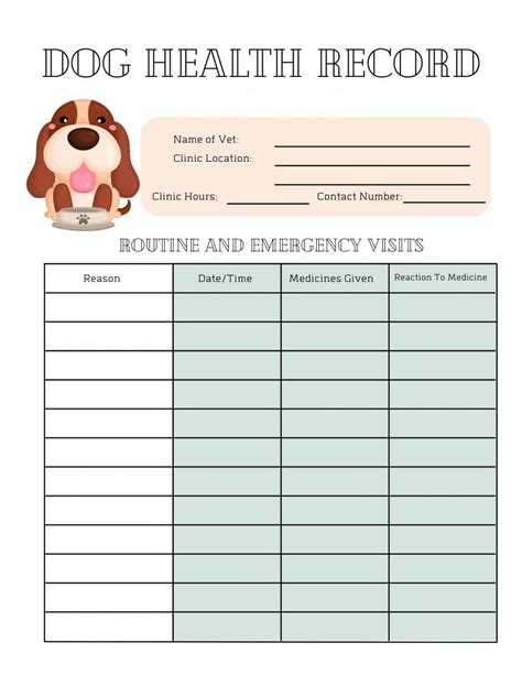 Printable Dog Health Record