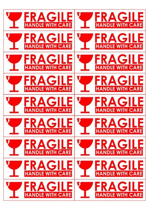 Printable fragile labels