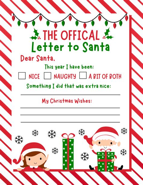 Printable Letter to Santa Template Colorful