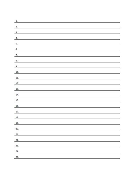 Printable Lined Number Paper