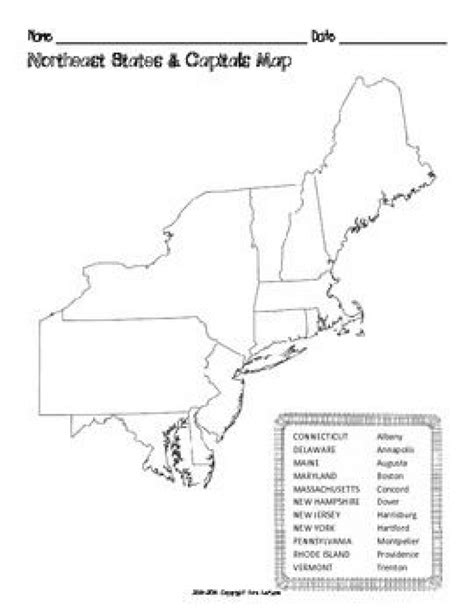 Printable Northeast States Map