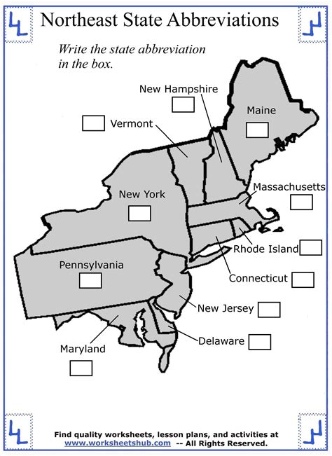 Printable Northeast States Map