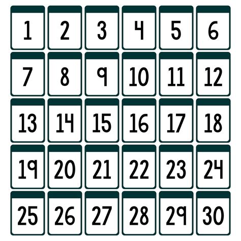 Printable Number Labels 1-30