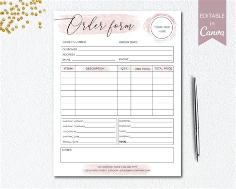 Printable Order Forms for Small Businesses