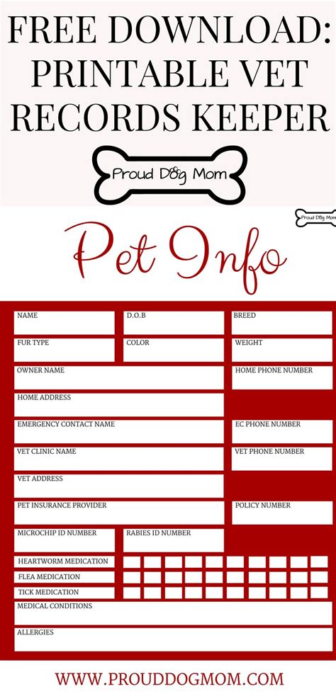 Printable Pet Record