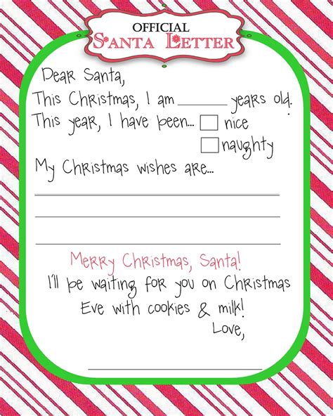 Printable Santa Letter Template