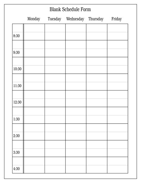 Printable Schedule Formats