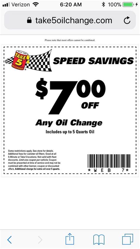 Printable Take 5 Oil Change Coupons