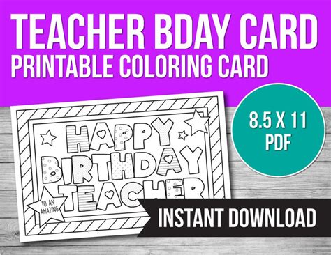 Printable Teacher Birthday Card Templates