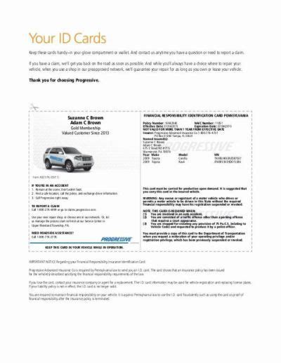 Progressive Insurance Card Template Example 4