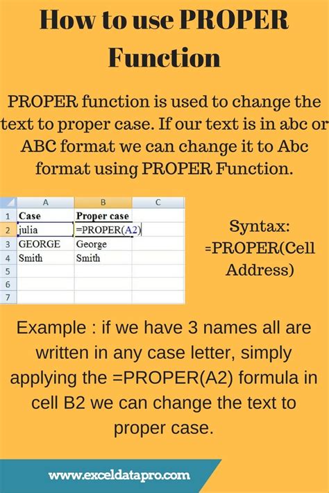 Using the PROPER Function in Excel