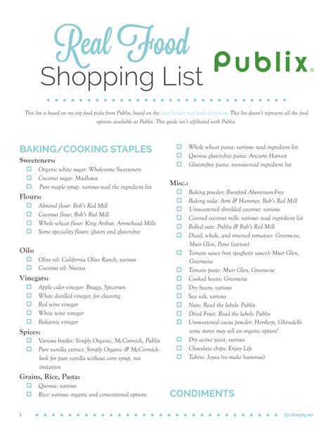 Publix Shopping List