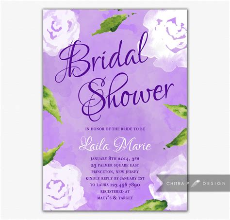 Purple bridal shower invitation template