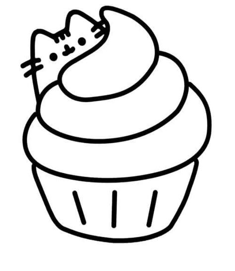 Pusheen cupcake coloring pages