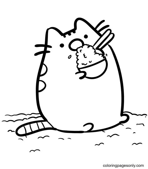 Pusheen food coloring pages