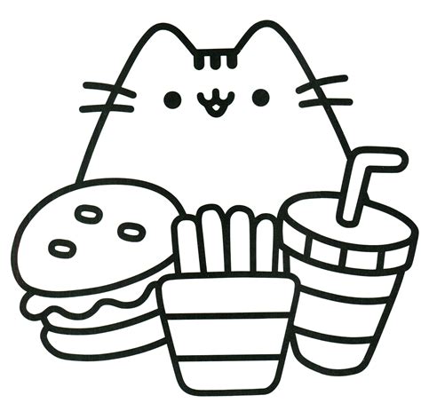 Pusheen food coloring pages