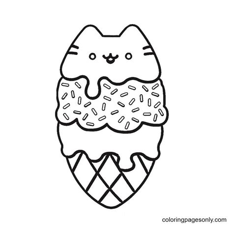 Pusheen ice cream coloring pages