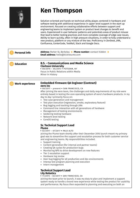 QA Engineer Resume Templates Example