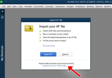 QuickBooks IIF File Import Templates