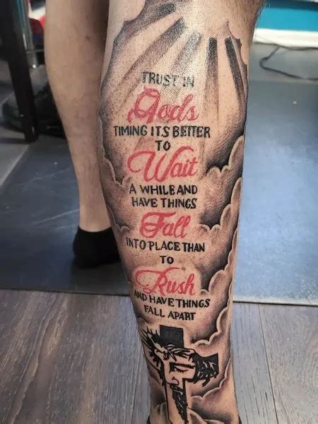 Quote Leg Sleeve Tattoo