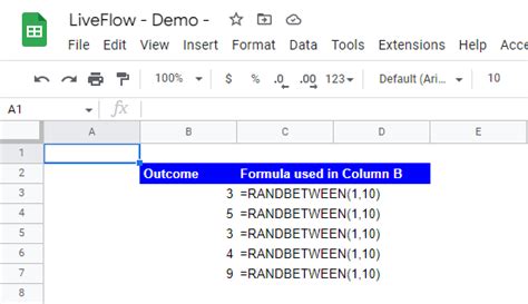 Using the RANDBETWEEN Function in Google Sheets