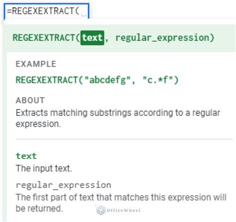 REGEXEXTRACT function in Google Sheets