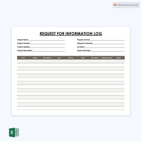 RFI Log Template with Automated Numbering