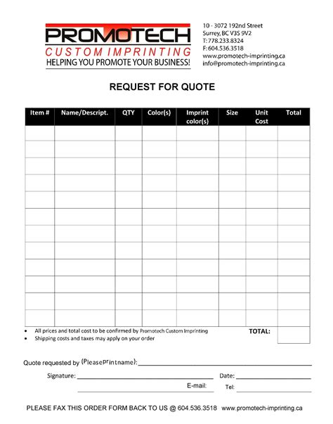 RFQ Template Design Considerations