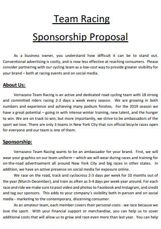 Racing Sponsorship Proposal Template Example 8