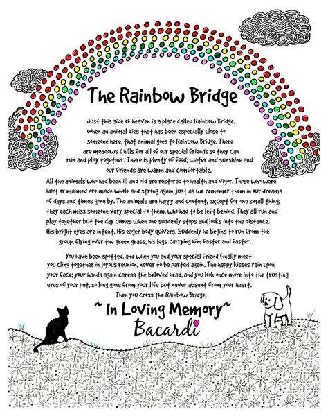 Rainbow Bridge Poem Printable with Colorful Illustrations