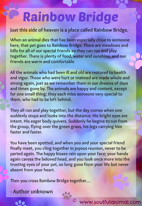 Rainbow Bridge Poem Printable for Dogs