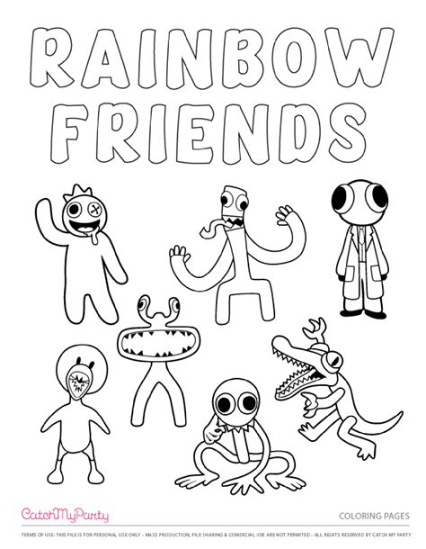 Rainbow Friends Coloring Pages with Quotes