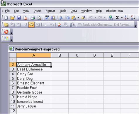 Random Sample in Excel Example