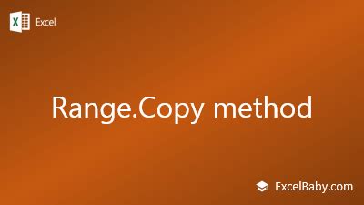 Range.Copy Method in VBA