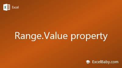 Range.Value Property in VBA