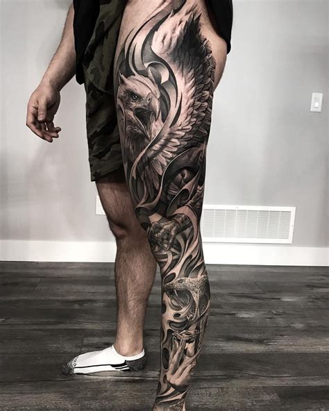 Realistic Leg Sleeve Tattoo