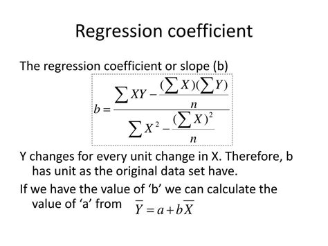 A screenshot showing the regression coefficients in a simple linear regression model