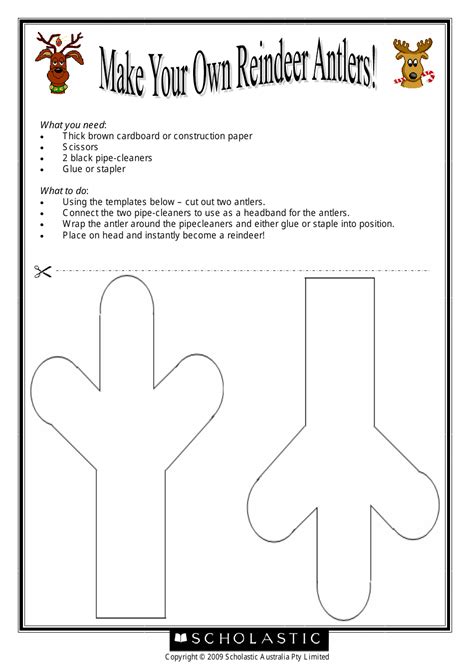 Reindeer Antler Craft Template for Printing