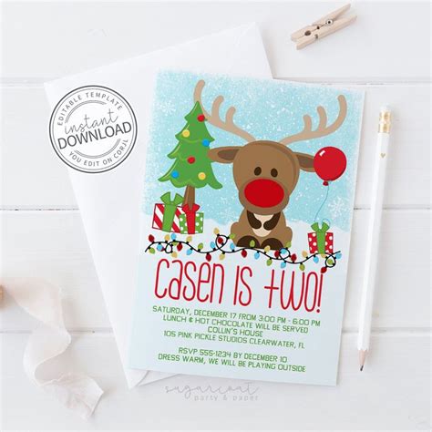 Reindeer Invitation Template